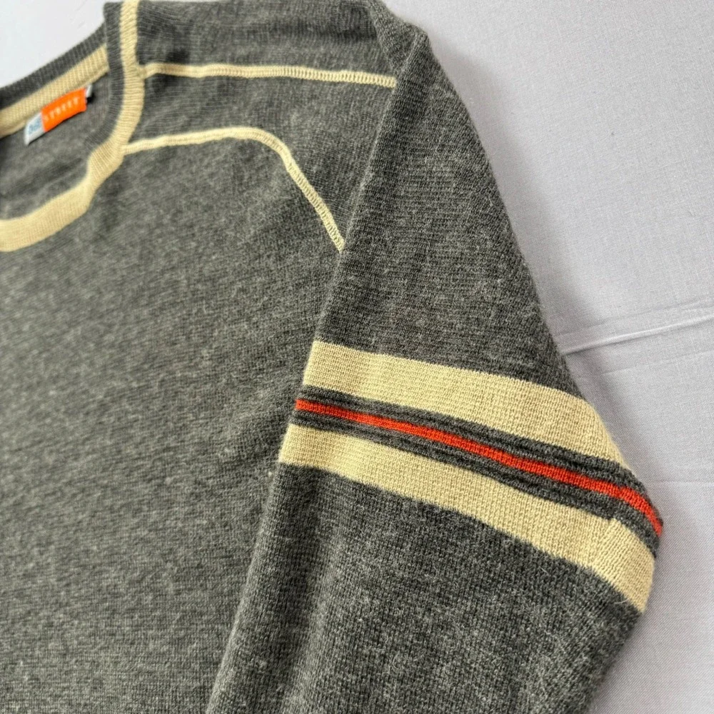 Golf Street Mens XL Crewneck Sweater Grey Racing Stripe Raglan Long Sleeve Knit